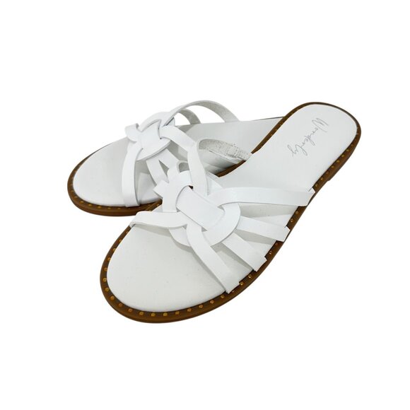 Wonderly Tara Womens White Woven Slide Sandals Size 7.5 Faux Leather - Picture 10 of 13